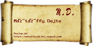 Mátéffy Dejte névjegykártya